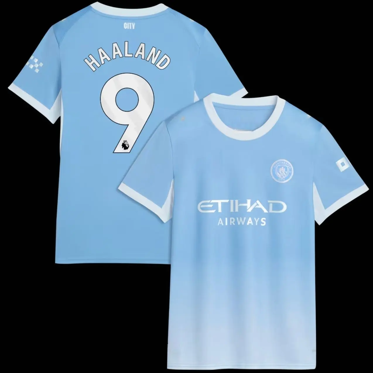 Unisex Premium Sky Blue Soccer Jersey Number 9 Haaland Athletic Sports Premier League Man City Unisex Premium Sky Blue Soccer Jersey Number 9 Haaland Athletic Sports Premier League Man City