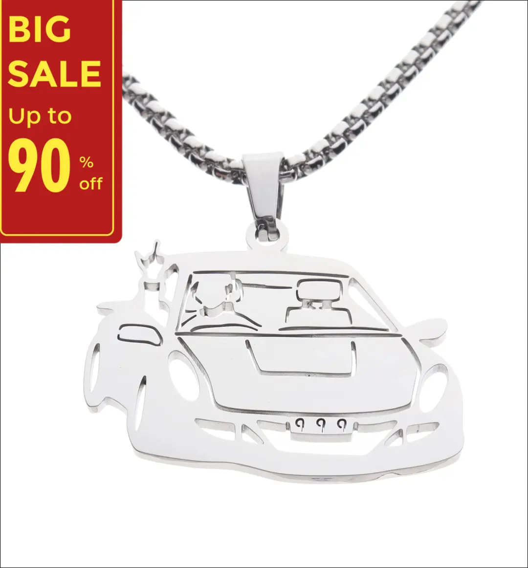 Hip Hop Juice Car Logo Pendant Necklace, Stainless Steel Chain Jewelry, Streetwear Hoodie Accessory, Couple Gift Necklace