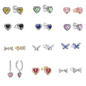 925 Sterling Silver Heart/Butterfly/Ribbon Earrings