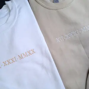 Roman Numeral Embroidered Sweatshirt, Custom Roman Numeral Crewneck, Personalised Matching Jumper, Matching Couple Sweatshirt, Unisex Gf/Bf LP