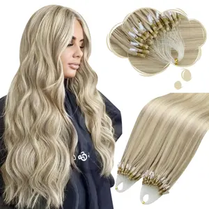 MORESOO Microbead Extensions Natural Straight Human Hair Microlinks 14-24inch 56G/50S Remy Hair Extensions Micro Loop Gifts Blonde Hair Extensions SpringStatements