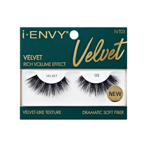 i-ENVY False Lashes, Velvet Soft Dramatic Fluffy Wispy Volume Eyelashes, Reusable Faux Mink Natural Look Extensions Curly Strip Cat Eye Artificial Fake Lashes (IVT03)