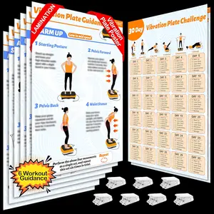 Vibration Plate Exercise Machine Poster - 6 Workout Guidance & 2 count Planner, Comprehensive Whole  Wave Vibrating Workout Chart