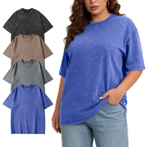 4 Pack Womens Plus Size fashion Oversized T Shirts, Vintage Wash Short Sleeve Casual Tops, Unisex Workout Tees (XL-5XL) summer women's clothes tshirt women outfits