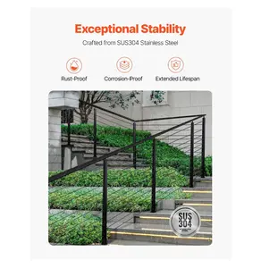 Cable Railing Post 42 Inch, Stair Railing Post Black, Stainless Steel 30 Angled, Horizontal Curved Bracket, Deck Railing Kit, 1-Pack 30°Hole 106.7x2.5x5 cm