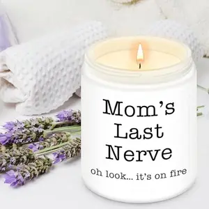 1pc Gifts For Mom From Daughter Son, Mother'S Day Gifts, Mothers Day Gifts Bulk, Home Decor, Candle Making Supplies, Birthday For Mom, Relaxing Pressure Candles, Mom'S Last Nerve -Lavender Scented Soy Engraved Candle