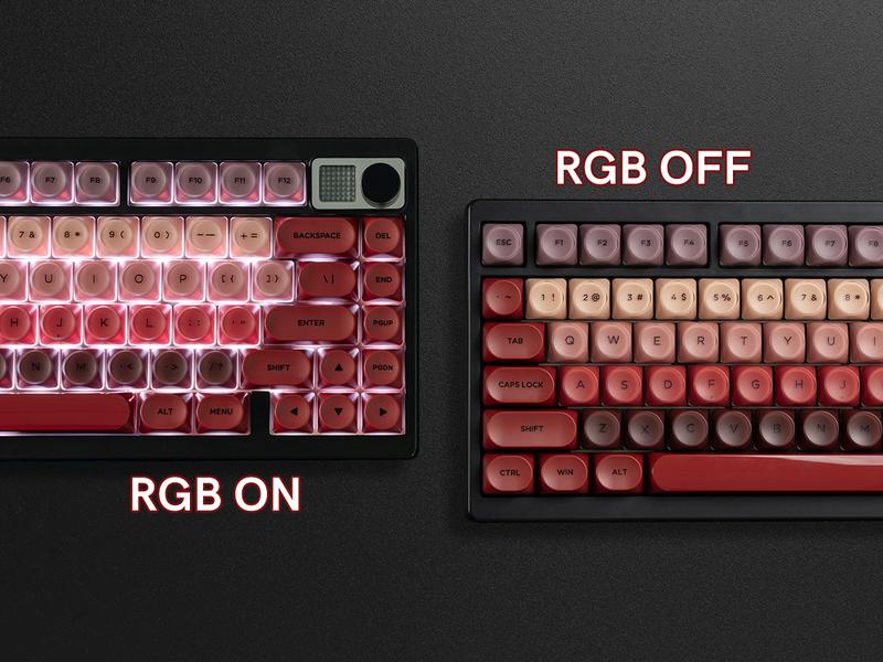 Womier PBT Keycaps, Red Jelly Keycap Berry Kiss Theme MOA Profile, 128 Keys Elegant Cute Custom Key caps for 61/68/84/87/98/100 Cherry Gateron MX Mechanical Keyboards