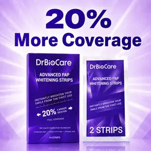 DrBioCare Oral Teeth Whitening Strips Kit - 20% Larger, Full Coverage, Advanced PAP, Fresh Mint, Easy Rinse, Non-Sensitive