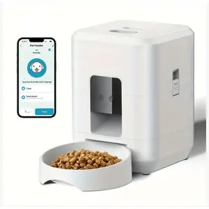 Cat & Dog Food Dispenser 2L Smart Automatic Feeder with APP Timer Control | Dispensador de Comida Inteligente 2L para Gatos y Perros con Control por APP y Porciones Programadas (White)