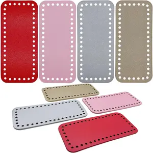 4 Color PU Leather Bag Bottom 18 x 8cm Rectangle Bag Base Insert Cushion Base with Holes for DIY Knitting Crochet Bags Tote Bucket, Purse Making Supply