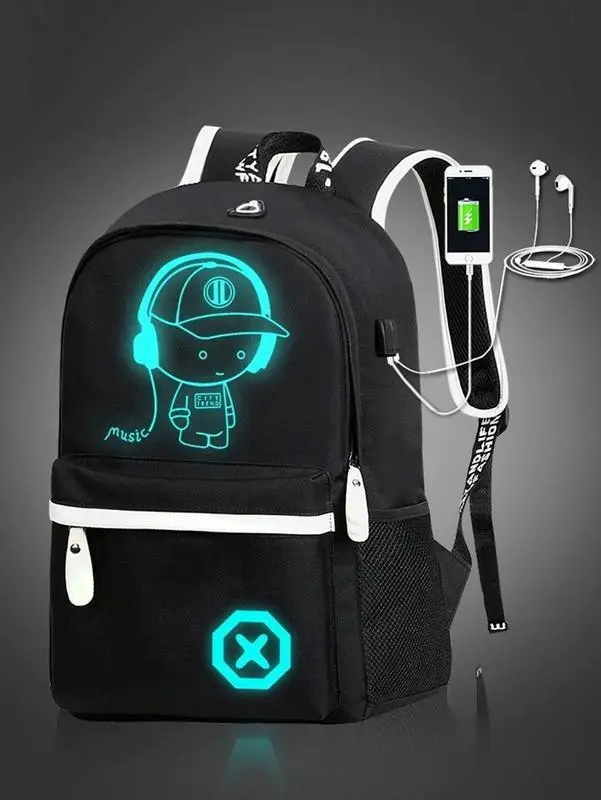 Luminous Print Backpack – Waterproof Lightweight School Bag, Adjustable Strap for Travel, Hiking & University – Unisex Casual