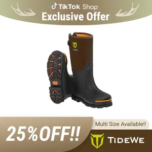 TIDEWE Rubber Work Boots for Men with Steel Toe & Shank, Waterproof Hunting Boots, Warm 6mm Neoprene Hunting Mud Boot Size 5-14