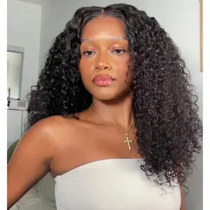 Upgraded Half Wig Glueless Invisible Lace Hairline 3 in 1 Deep Curly Human Hair Wear & Go Wig  Cap  Lace Seamless Blend Adjustable Drawstring Cap Beginner Friendly 20 Inch  Black
