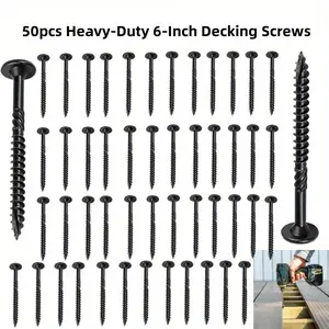 50Pcs Star Drive Decking Wood Screws,6 Inch Heavy-Duty Outdoor Deck Screws,Rust Resistant Timber Screws for Timber/Log/Landscaping Wood