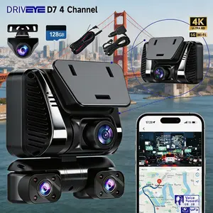 DRIVEYE 4K 4-Channel 360° Dash Cam, 128GB Card Included, Voice Control, 5GHz WiFi GPS, Night Vision, 24/7 Parking Mode, G-Sensor