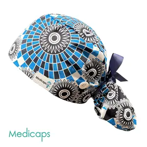 Satin Lined Scrub Cap (Blue Circle Pattern)