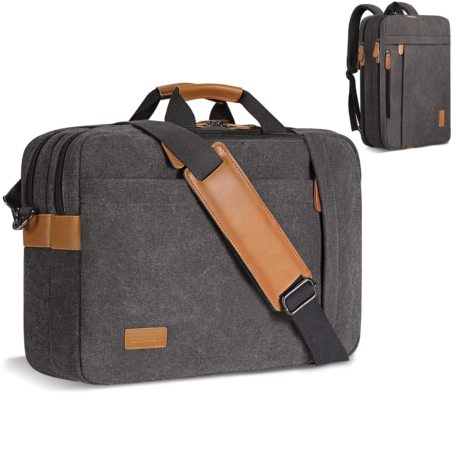 ESTARER 3 In 1 Laptop Bag for Men, 17-17.3 Inch Laptop Backpack Computer Satchel Bag for Work/Travel/Business, Convertible Briefcase Water resistant Nylon Messenger Backpack