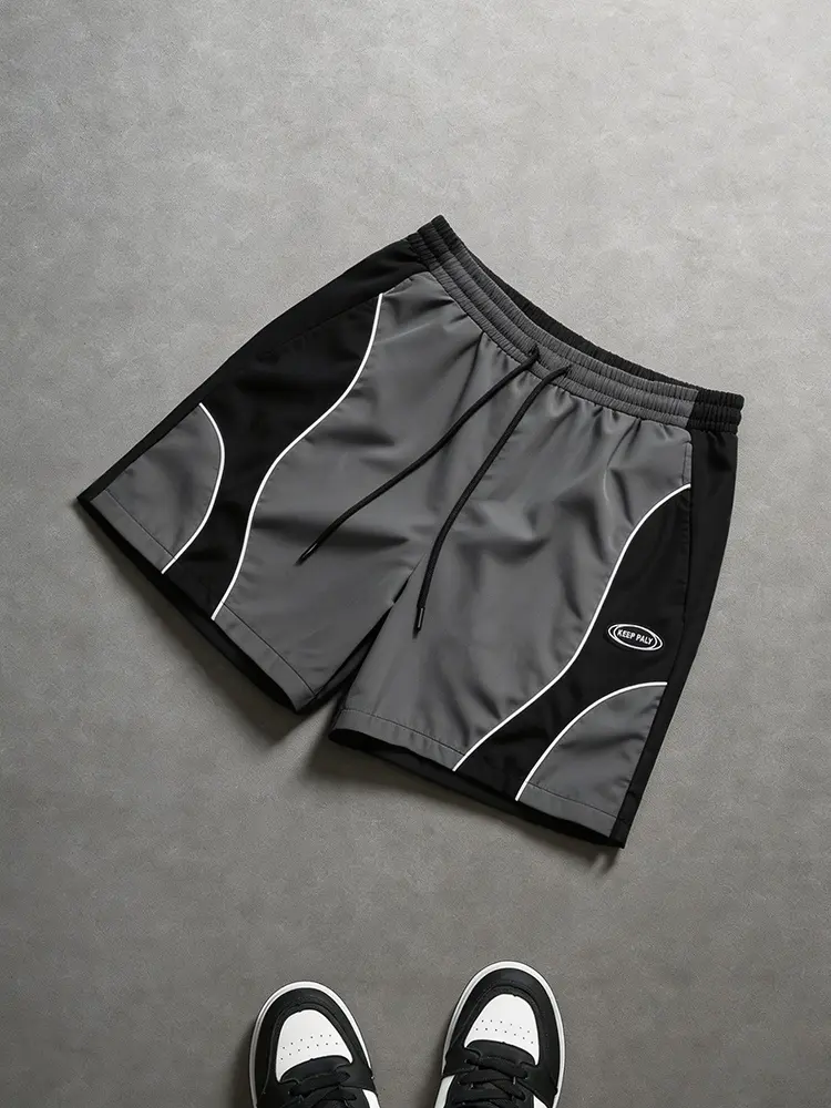 Men’s summer fashion athletic casual shorts with an elastic waistband and drawstring design—essential for outdoor fitness and running; versatile mid-length shorts for everyday wear at home.