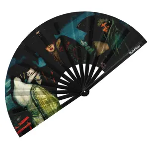 Las Ibericas by Federico Beltran Masses Rave Bamboo Folding Hand Fan / Clack Fan - Large
