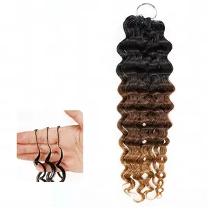 QVR #1B/30/27 Reddish Brown Human Crochet Hair Water Wave Machine Made Feather Crochet Hairstyle TikTokShopBlackFriday
