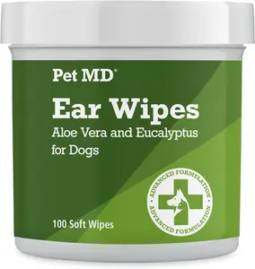 Pet MD Dog Ear Cleaner Wipes - 100 Count with Aloe & Eucalyptus for Effective Ear Cleaning and Infection Treatment