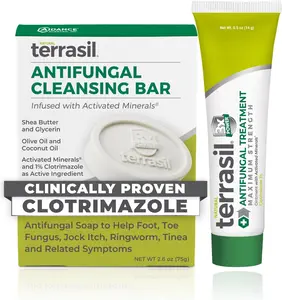 Terrasil Antifungal Treatment (2-Product Kit 14g Tube + 75g Soap bar) Antifungal Cream with Clotrimazole and Natural Ingredients, Relief for Ringworm, Jock Itch, Athletes Foot, Fungal Yeast Infection