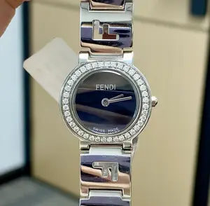 Fendi Vintage 24mm Quartz - Black Dial, Steel Bracelet & Diamond-Set Caseback Ladies Watch MWT000593