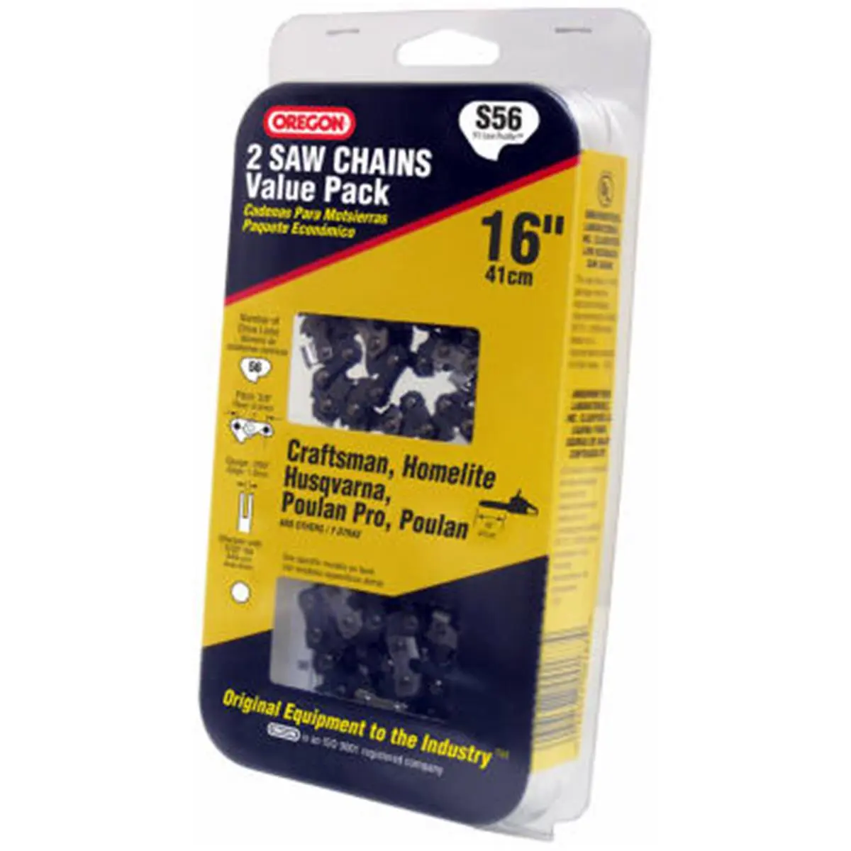 OREGON S56T Model 16 in. Low Profile Xtraguard Premium Industrial C-Loop Saw Chains, 2-Chain Pack with ANSI Standard Hardware for Remington