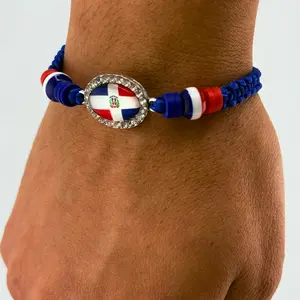 Dominican Republic Flag Bracelet - New Design Tricolor RD Adjustable Various Colors Caribbean Vibes Cultural Pride Gift 7-inch Size Multicolor Inspired by Flag Lightweight Stylish Cultural Meaning