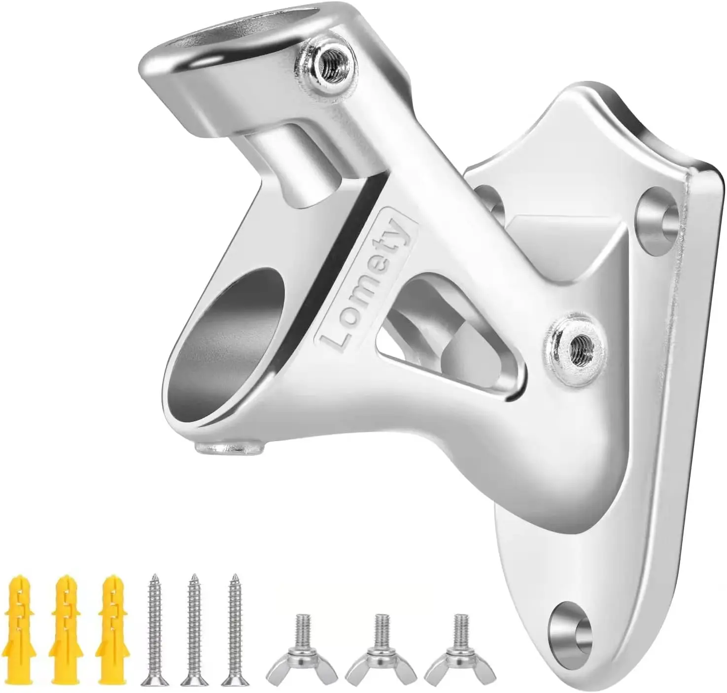 LOMETY Stainless Steel Heavy Duty Flag Pole HolderWall Mount House & Estate Flag Pole Bracket Flag Pole mounting Bracket 2 Positions for 1 Flag Pole ()
