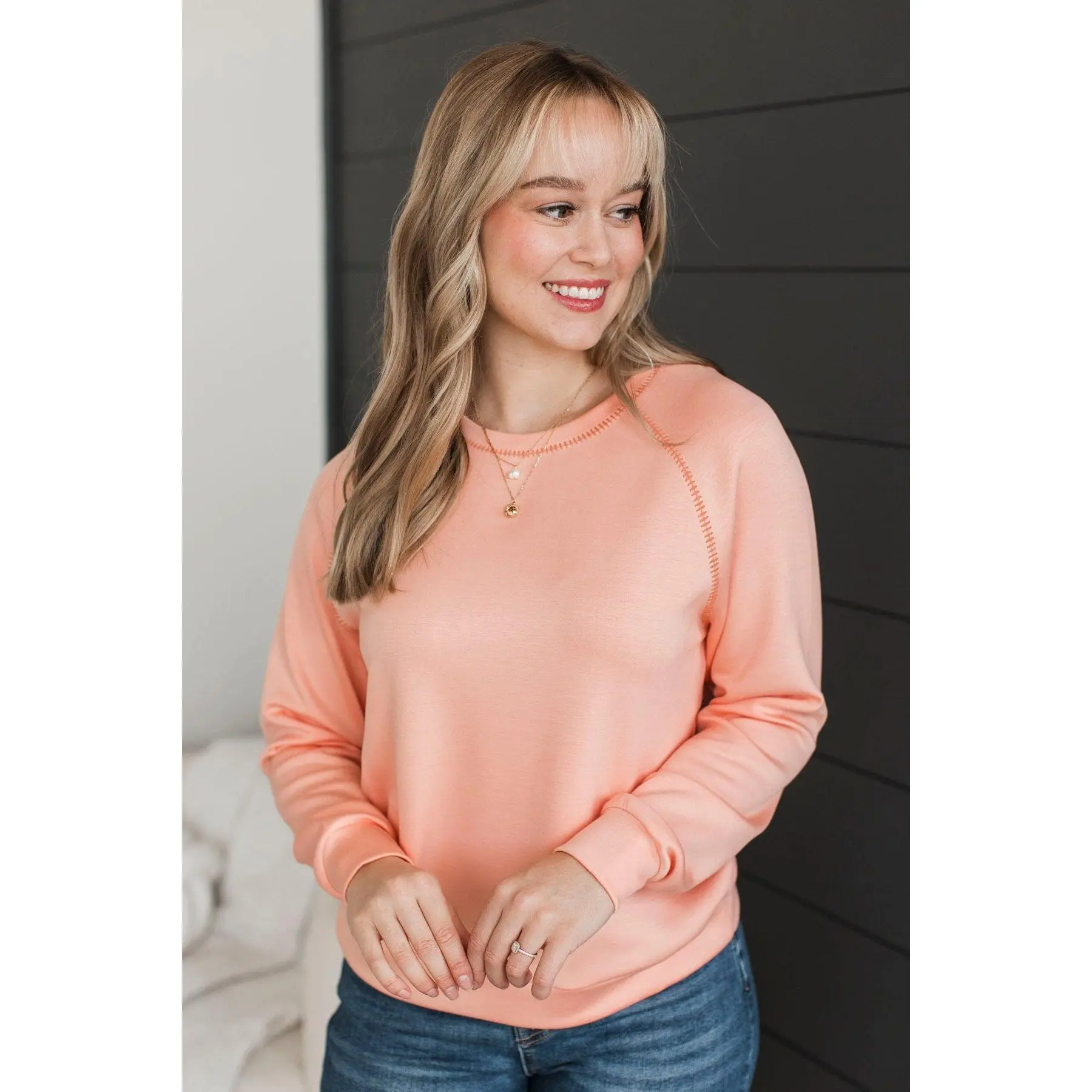 Feeling Incredible Long Sleeve Top- Peach