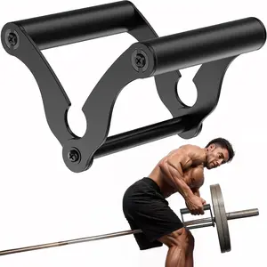 V Bar T-Bar Row Landmine Handle Attachment for Barbell, Solid Mine Double D-Row Handle Grips with Non-Slip Rubber Grips, T-Row Attachment for Olympic Strength  Bars