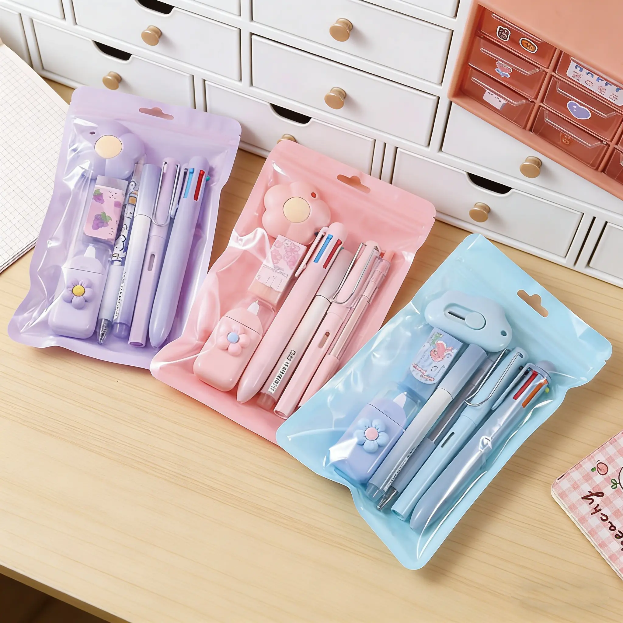 Pastel Flower Kawaii Stationery Set, Cute Aesthetic Back to School Supplies Pack, Multi-Color Gel Pens, Flower Pencil Sharpener, Eraser, Sticky Notes, Girly Coquette Desk Essentials, Portable Student Journaling Kit, Teen Girls Office Stationery Gift
