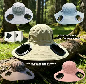 Sun hat - Free combination fan - Standard equipped with two fans - Handmade DIY free combination. Suitable for outdoor work, sports, camping, fishing, mountain climbing. Beach, farm. Suitable for both men and women. Outdoor sun protection in cool summer.