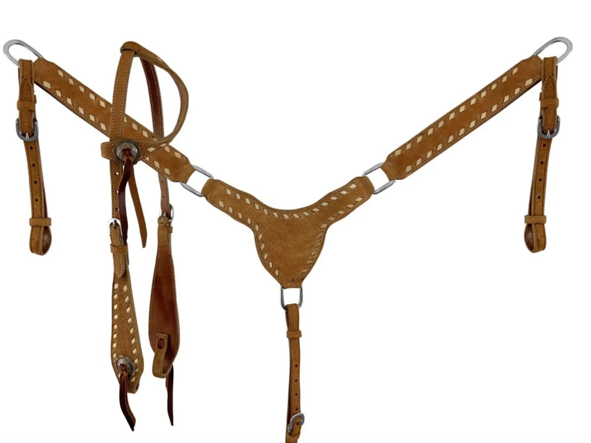 Showman Roughout Buckstitch One Ear Headstall and Breast Collar Set