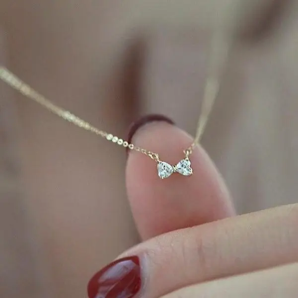 s925 sterling silver Bowknot Delicate Jewelry Accessory，Holiday Birthday Valentine's Day Gift for Girlfriend Women Girls, Elegant All- match Classic Daily Wear，Creative Christmas New Year's Minimalist Cute Fashion Pendant Chain Necklace