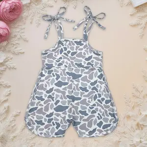 Young Baby Girls Clothes Southern Light Grey Camo Romper Jumpsuits