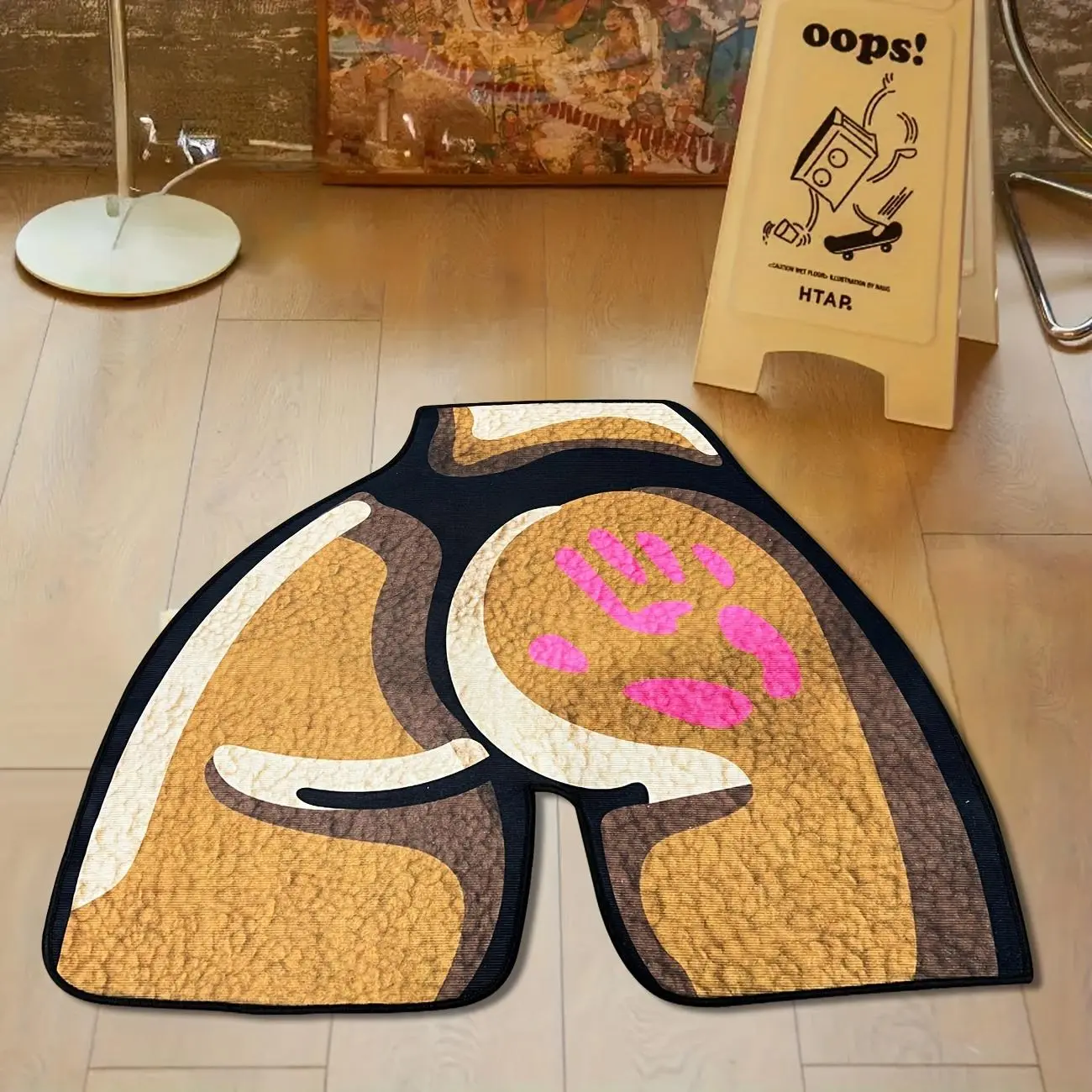 VIKAMA creative parody carpet buttocks design machine washable living room entrance fun decoration carpet