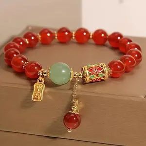 Lucky Bracelet: Retro Synthetic Red Jade Bracelet, Suitable for Women And Men, Perfect Gift for Loved Ones, Friends, And Besties - Available in Glass Material, Suitable for Daily Wear And Special OccasionsGift