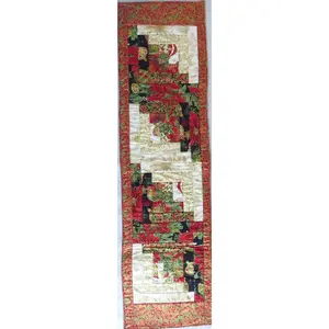 Christmas Blossom Table Runner 13x44Handmade and Quilted Cotton Fabric