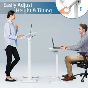 ETHU Adjustable Overbed Table with Wheels – Rolling Bedside Tray Desk for Hospital, Home or Medical Use, Tilting & Foldable Design