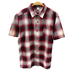 Men's Old School Short Sleeve Plaid Flannel Shirt
