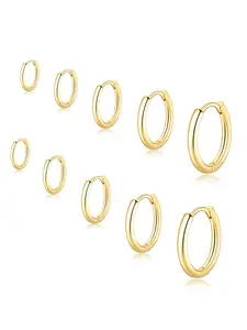 5Pairs Earrings for Women, Hypoallergenic Tiny Hoop Earrings, Daily Jewelry for Sensitive Ears, Multiple Piercing Stack Set, Perfect Gift
