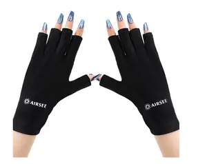 Gloves for Nail Lamp,Professional UPF50+ UV Protection Gloves for Manicures Nail Art,Fingerless Gloves That Shield Skin from The Sun and Nail Lamp (Black)