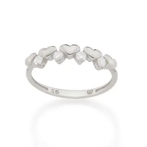 RHODIUM FIVE HEARTS RING