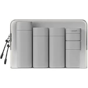 PrimPick 5pcs Travel Cream Dispenser Bottles Set Travel Bottles Toiletry Containers Set, Organizer, TSA Approved, Travel Essentials, Refillable Jar