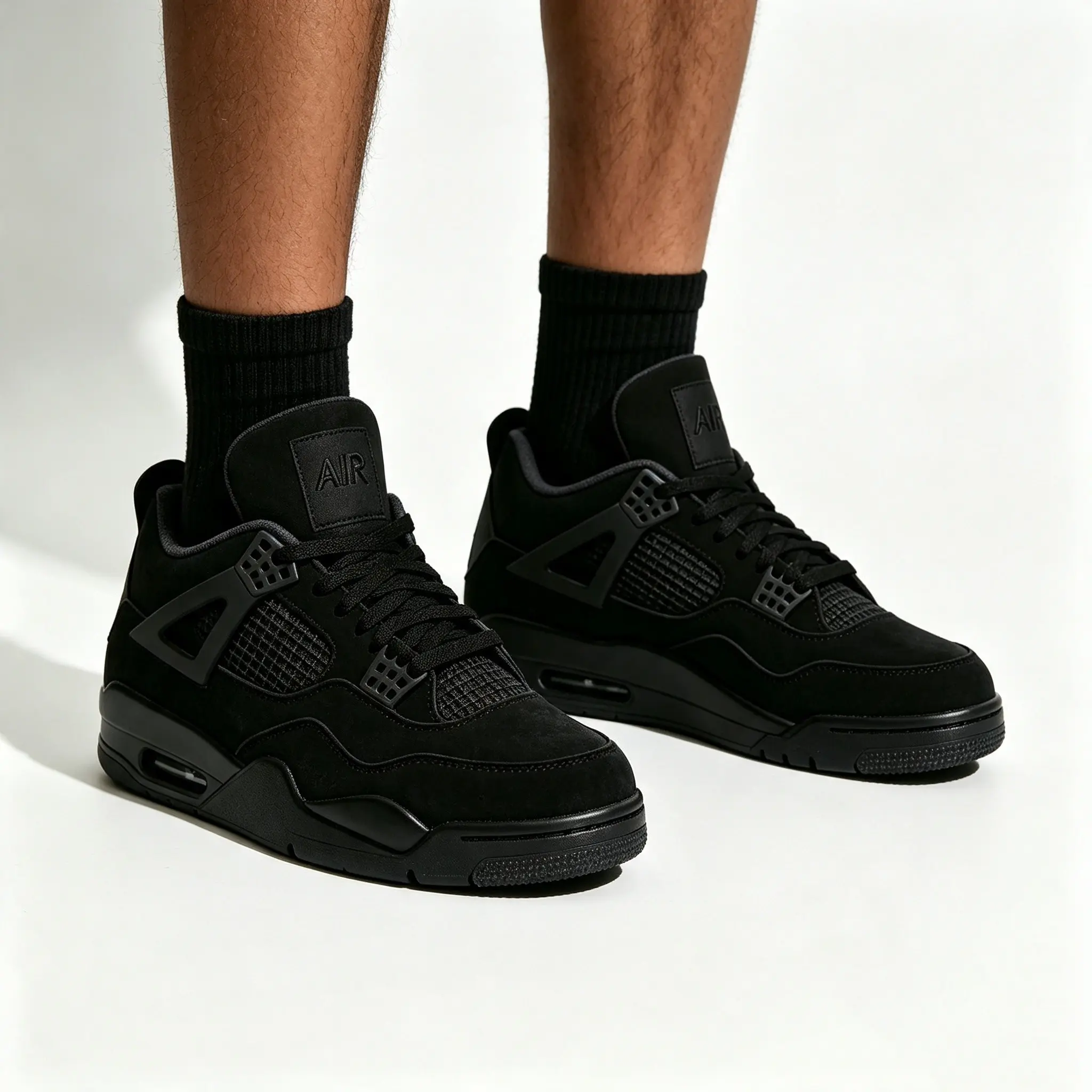 Unisex Vintage New All-Sneakers Breathable Comfortable Leather High-Top Basketball Shoes Black