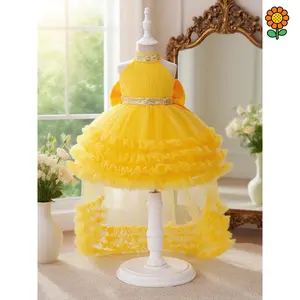 DZP-Toddler Girl's Glitter Sequin Decor Tulle Dress, Elegant Sleeveless Round Neck A Line Dress for Party Performance Birthday, Kids Clothes for All Seasons