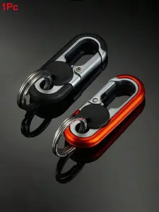 New Men's Car Keychain Metal Lock Key Ring, Fashionable Dual-Layer Car Key Holder, Simple Style for Men, Durable and Stylish Accessory
