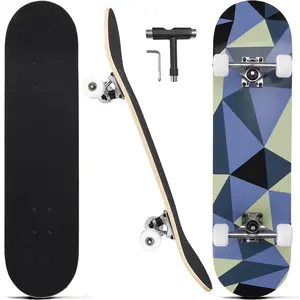 Skateboards for Beginners Adults Youths Teens Kids Girls Boys 31 Inch Pro Complete Skate Boards 7 Layer Canadian Maple Double Kick Concave Longboards